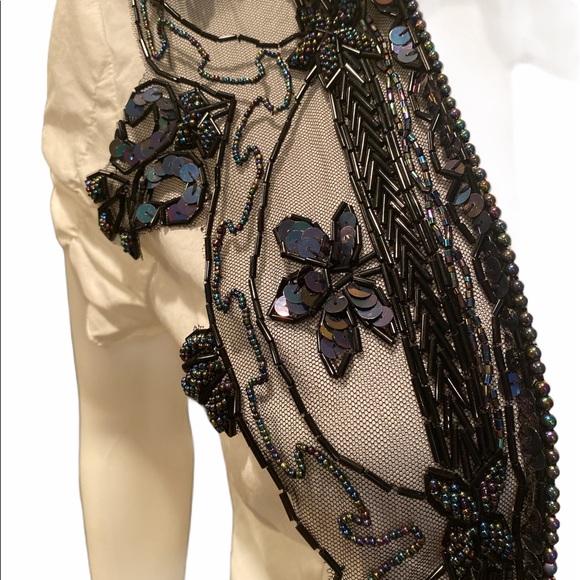 Vintage Black Victorian Mourning Style Silk Beaded - Picture 2 of 5